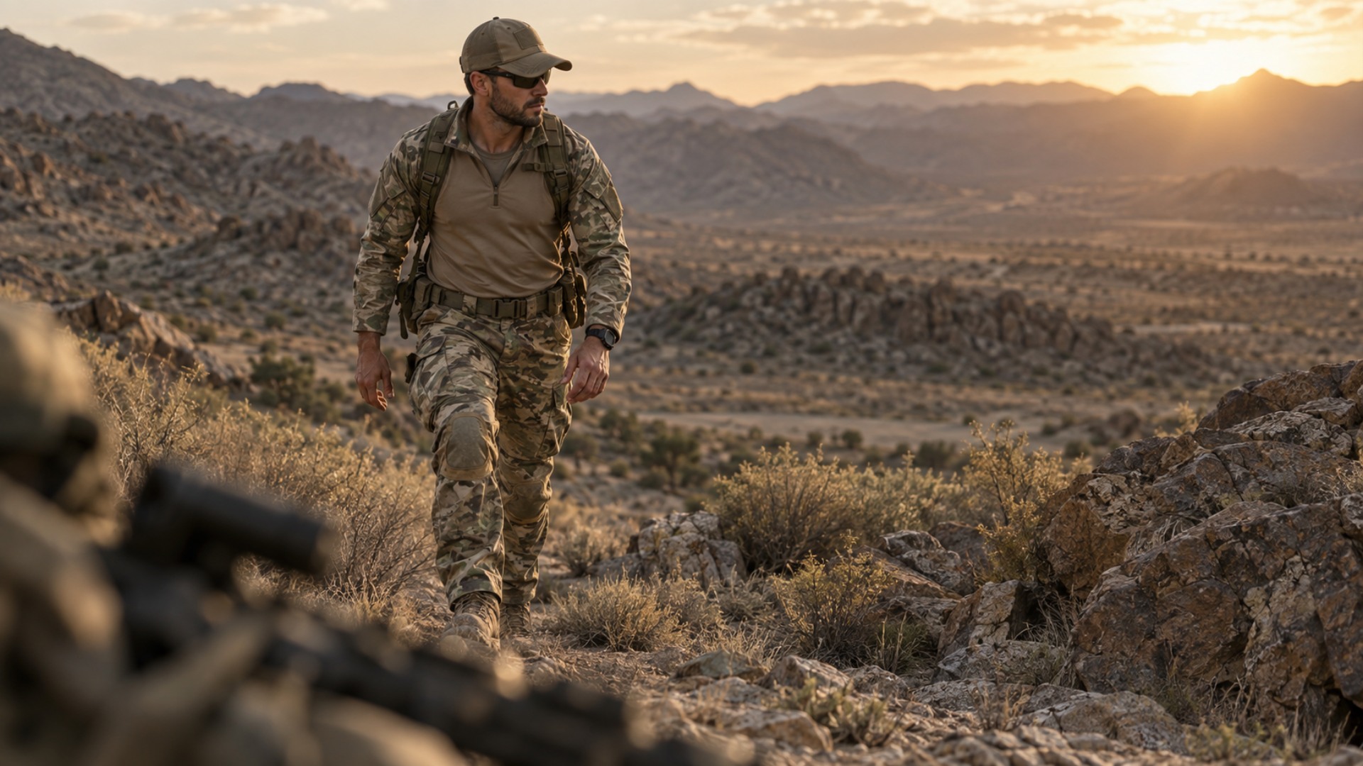 Desert tactical clothing built with abrasion resistant ripstop fabric and colour stable finish