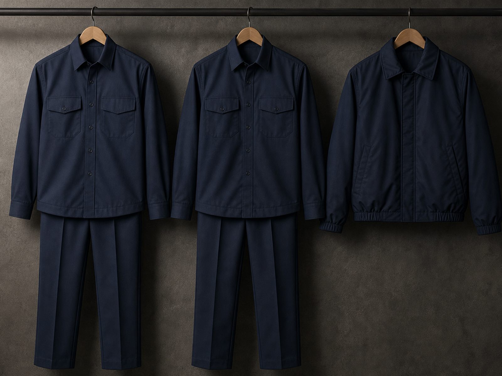 Custom security duty uniform set with epaulettes and badge position manufactured for OEM buyers