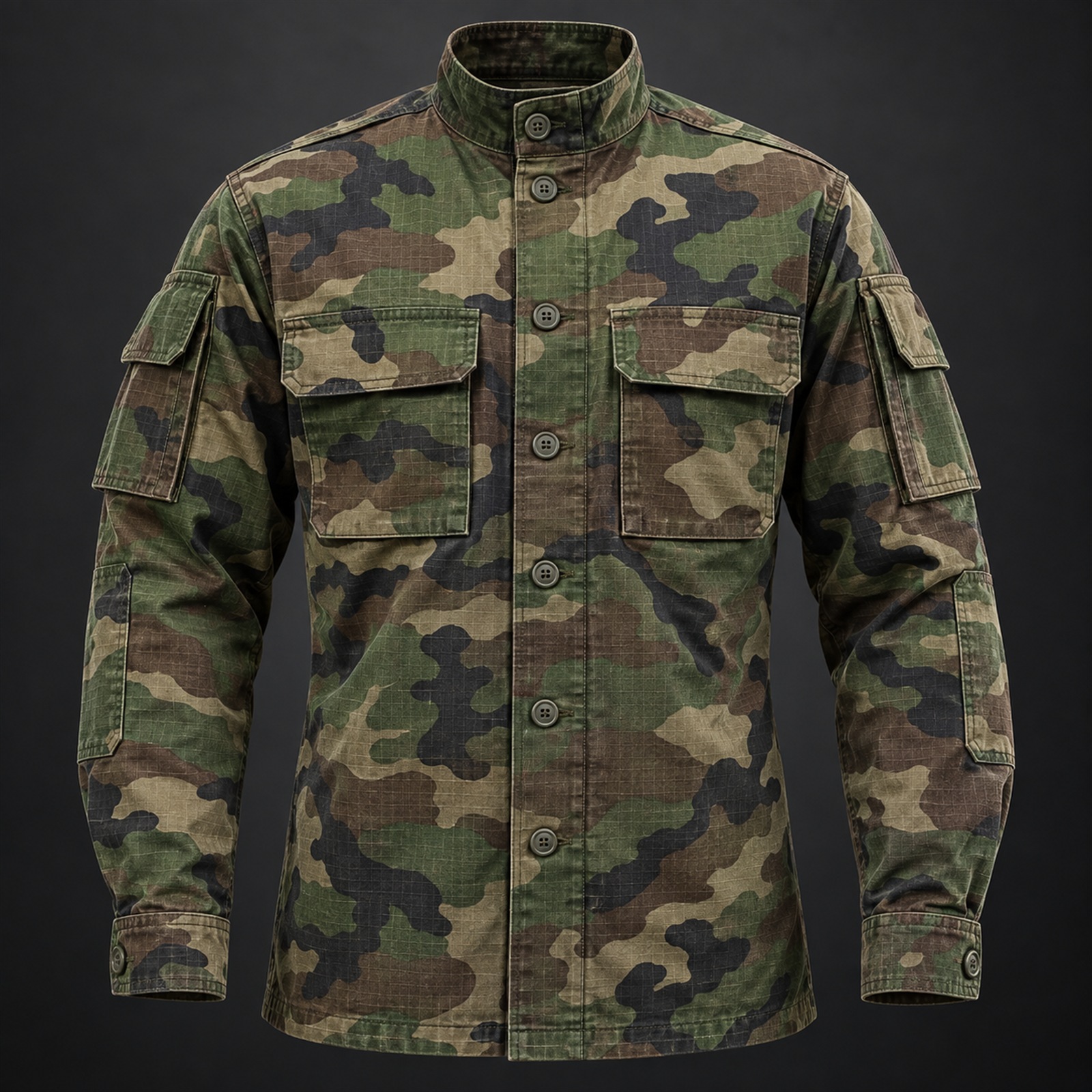 BDU field shirt with ripstop fabric, button placket and reinforced elbow